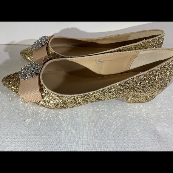 Crown & Ivy Addison Gold Sparkle Flats Size 8 - Picture 5 of 8